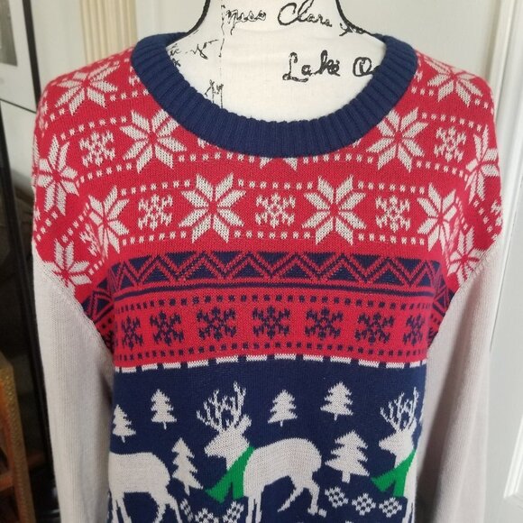 Well Worn Brand Holiday Sweater Reindeer Decorated Sweater Sz XXL - Picture 2 of 11